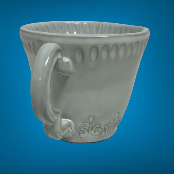 Set Of 2 Vietri Incanto Leaf Stone White Coffee Tea Mugs Handmade In Italy NWT - Picture 7 of 16